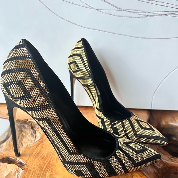 Brian Atwood Black and Gold Heels main image 1